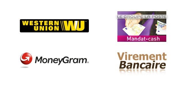 paiement hors ligne par Western Union, Moneygram, Mandat Cash ou Virement bancaire