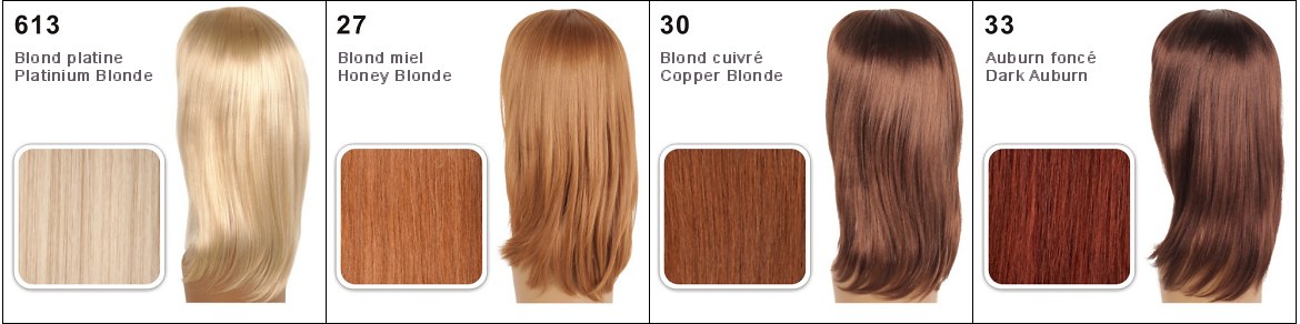 Les coloris de base 613, 27, 30 et 33 de chez Vivica Fox Hair