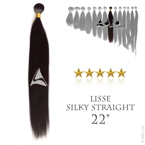 Tissage brésilien Lisse - Cheveux Brésiliens Naturels Vierges et Remy - 22", 100 grammes