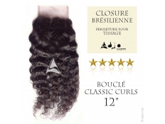 Closure (fermeture) Tissage brésilien bouclé - Cheveux Brésiliens naturels Vierge Remy 12"