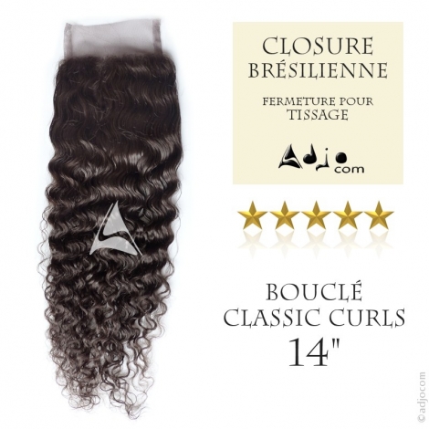 Closure (fermeture) Tissage brésilien bouclé - Cheveux Vierges Remy - 14 pouces