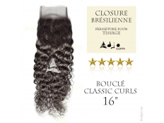 Closure (fermeture) Tissage brésilien bouclé - Cheveux Naturels Vierge Remy 16"