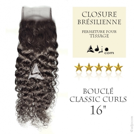 Closure (fermeture) Tissage brésilien bouclé - Cheveux Naturels Vierge Remy 16"